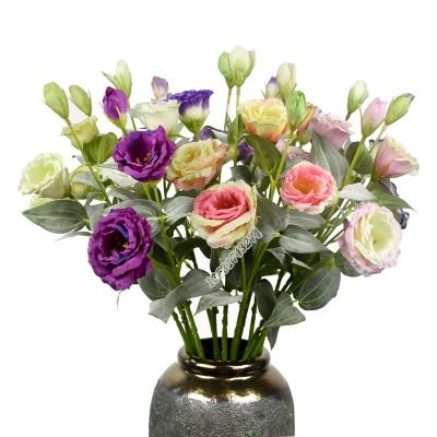 China High quality factory price decoration fake eustoma 3 head artificial rose flower for wedding decoration for sale