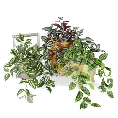 China 94 Rustic High Quality Artificial Fake Leaves Zebrina Wall Flower Hanging Plants For Home Decoration for sale