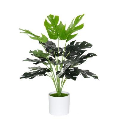 China Natural Cheap Plant 18 Leaves PVC Factory Contact Artificial Bonsai Plant Monstera Monstera For Decoration for sale