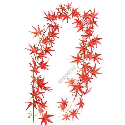 China With High Quality Iron Wire Autumn Leaves Touch Artificial Flower Vine The Real Red Maple Tree Leaves For Decoration for sale