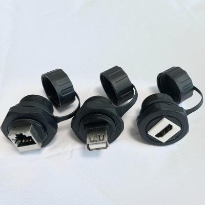 China USB 2.0 Micro Panel Coupler IP67 Waterproof Automotive USB Socket Female Connector for sale