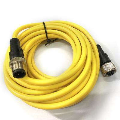 China Automotive M12 male to female connector cable m12 connector 4 pin ip67 waterproof pvc for sale