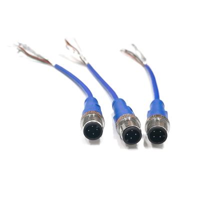 China Factory Automotive Straight Connector M12 4pin A-code Connector Male Molding Cable for sale