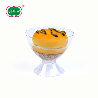 China 6oz Single Wall Clear Plastic Ice Cream Dessert Rolls Disposable Flower Shape Dessert Cups Cake Snack Bowl Parfait Bowl for sale