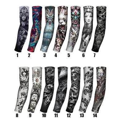 China Breathable Breathable UV Protection Tatoo Printed Elastic Cooling Outdoor Sports Tatoo Arm Sleeves For Women Men for sale