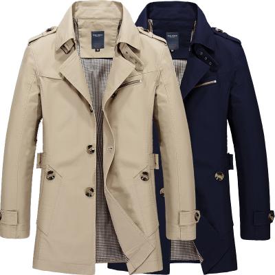 China Fashion Anti-Wrinkle Anti-Wrinkle Customized Lapel Coat Men's Anorak 2021 Solid Color Long Length Thick Thin Cotton Mid Fit Crossover Mid for sale