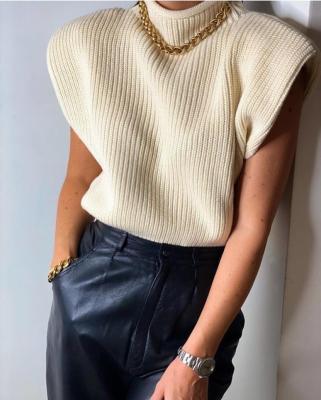 China 2021 Autumn Women Solid Color Knitwear Fashion Ladies Casual Sleeveless Breathable Sweater Sweater Knitwear for sale