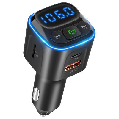 China CAR CHARGER Bset Selling New Bluetooth FM Transmitter Car Charger Blue Led Light And Voice Assistant BC80 for sale