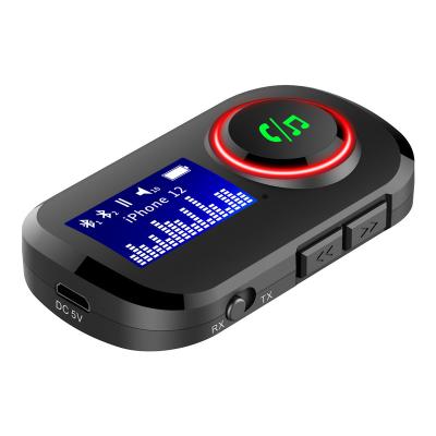 China Support connect to 2 phone new design radio 2 at the same time in 1 music bluetooth receiver and bluetooth transmitter with screen display for sale