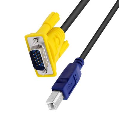 China Computer USB Printing Cable +VGA Cable Printer and KVM Cable for VGA 15P Male and USB AM to VGA 15P Male for sale