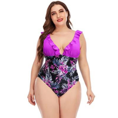 China Plus Size Bikini Printing Hot Selling Breathable Swimwear Ruffled Swimsuit for sale