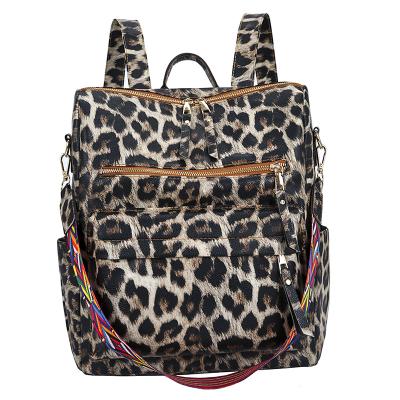 China New Style PU Leopard Print Waterproof Leather Fashion Retro Convertible Backpack for sale