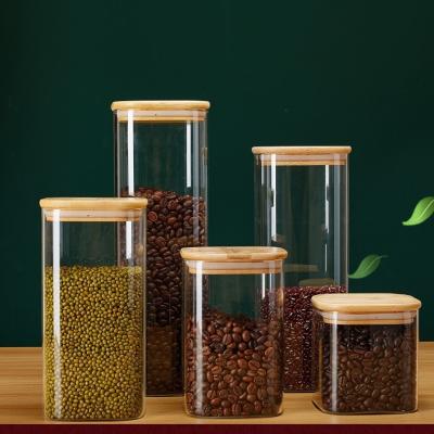 China China Factory Custom Kitchen Accessories Heatable Cover Glass Jar Wooden Storage Container Food for sale