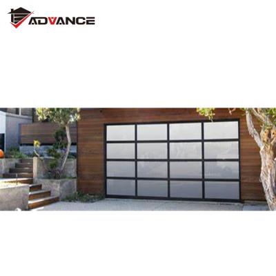 China Modern Safety Frosted Glass Garage Door High Quality Electric Side Opening Sectional Garage for sale