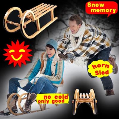 China Classic Wooden Horn Sled Snow Sled Traditional Wood Sled for sale