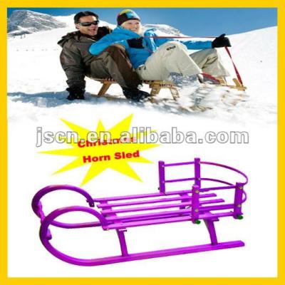 China Solid wood and wooden HDPE snow sled with baby backrest for sale