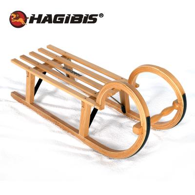 China Solid wood and HDPE winter sport snow wooden tobafggon sled ski wooden sled for sale