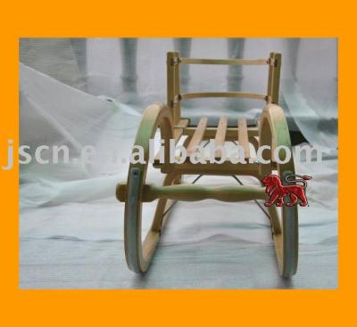 China Solid Wood And Horned HDPE Wooden Kids Sled With Backrest for sale