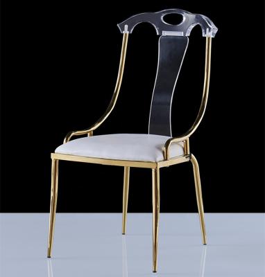 China New Anti Aging Popular High Quality Stylish Acrylic Dining Chairs With Metal Base for sale