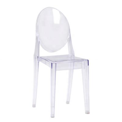 China Lowest Price Modern Stackable Transparent Acrylic Events Wedding Crystal Clear PC Dining Ghost Chair for sale