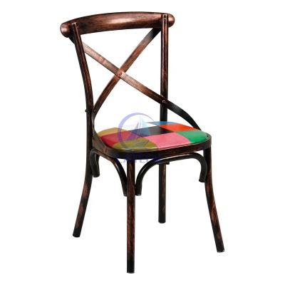 China Metal Chair Furniture Stable Dining Frame Chairs Metal Cross Wedding Chair Metal Back Chairs for sale