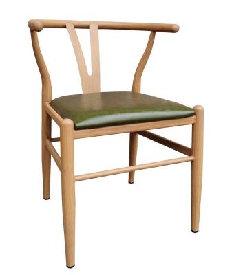 China Mid Century Modern Faux Leather Wishbone Y Slipcovered Dining Armchair in Green for sale