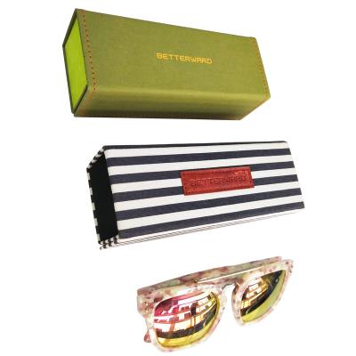 China Durable Custom Logo Leather Foldable PU Glasses Case Sunglasses Case Packaging Set for sale