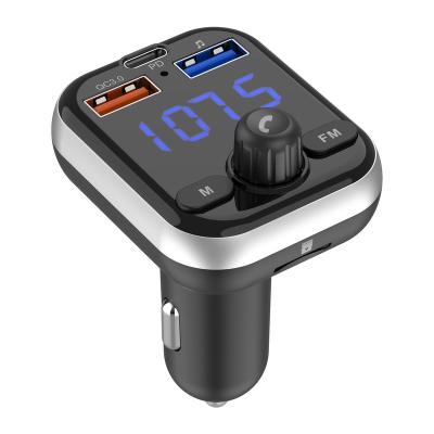 China Mobile Phone Charging Type-C Handsfree 18W FM Transmitter Bluetooth TF MP3 U-disk Bluetooth Car USB Charger QC3.0 Music Player for sale