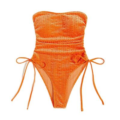 China Amazon Latest Tube Swimsuit Design Breathable Hot Selling High Top Cut Out Strappy One Piece Swimsuit Sexy Women Custom Design Swimwear for sale