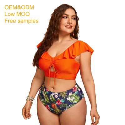 China Plus Size Swimwear Women Large Bust Fat Girl Swimsuits Sling Friendly Orange Luxury Breathable Sexy 4xl High Cost High Waist Swimwear for sale