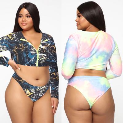 China 2021 Breathable Women Plus Size One Piece Two Piece Long Sleeve Swimwear Swimsuit for sale