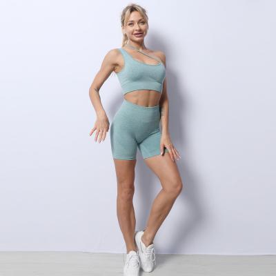 China 2021 New Arrival Women's Breathable Seamless Fitness Gym Wear Yoga Leggings Short Bra Set for sale