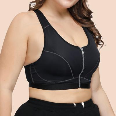 China QUICK DRY Recommend Common Nylon Fabric Color Zipper Up Adjustable Cross Back Breathable Women Wireless Sports Bra for sale