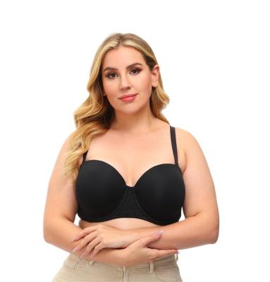 China Wholesale QUICK DRY Black Color Nylon Backless Women's Plus Size Casual Underwire Push Up Bra With Custom Logo for sale