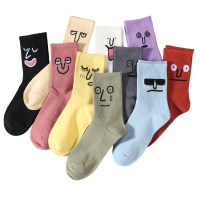 China QUICK DRY Fashion Anime Cartoon Funny Hip Hop Skateboard Crew Socks Soft Cotton Popular Emoticons Cartoon Socks For Women for sale