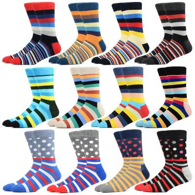 China QUICK DRY Logo Cotton Socks Novelty Colorful sublimation designer striped happy funny casual crew socks male socks for men for sale