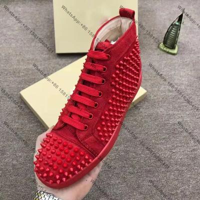 China 2022 PU Famous Brands Christianl Red Bottom Shoes High Top Designer CL Sneakers For Men Men Casual Shoes Rivet Shoes for sale