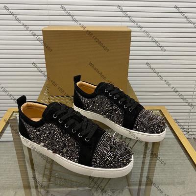 China Famous Brand Luxury Good Quality CL Rivet Sports Shoes 1:1 PU Rivet Designer Sneaker Red Bottom Rhinestone Sneakers for sale