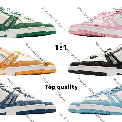 China Famous PU Brands Luxury Good Quality Louis Trainer Walking Style Designer Shoes Fashion Sneakers For Men And Women for sale