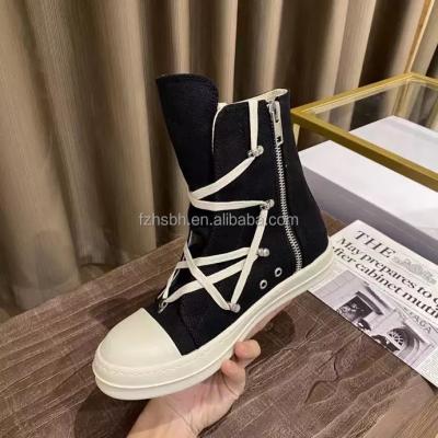 China Plus Size Men's Women's Plus Size Boots Shoes Custom Made PU Canvas Casual Flat Rick Original Owens High Quality Tall for sale