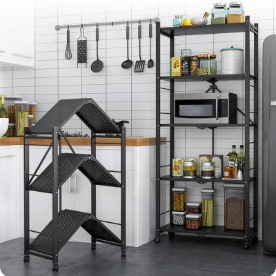 China Kitchen Viable Wholesale Collapsible Carbon Steel Living Room Foldable Storage Shelf for sale