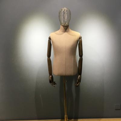 China Male Garment Display Plus Size Cloth Mannequin Dress Form With Wooden Arms for sale