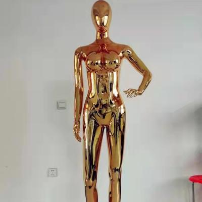 China Egg Head Chromed Body Gold Silver Female Dummy Plastic Full Body Mannequin for sale