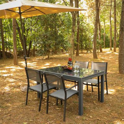 China (Other) Amazon Rectangular Glass Extendable Garden Table Adjustable Hot Selling Outdoor Dining Table For Party for sale