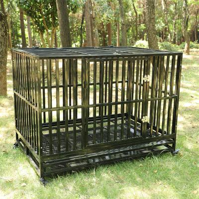 China Bold Single Door Rectangle Breathable Black Iron Pet Crate Crate With Openable Sunroof for sale