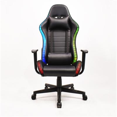 China (Size)Adjustable Adjustable Ergonomic LED Light Gaming Chair Racing Computer Gaming Chair with Footrest and Massage for sale