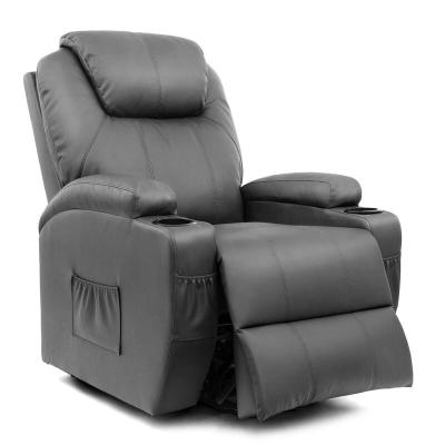 China Reclining Swivel Recliner Gray PU Lift Recliner Chair With Heated And Massage for sale