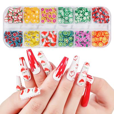 China FREE SHIPPING Colorful Nail Art Slices Set Clay Resin Flower Fruit Making Charms Assorted Polymer Clay Resin Grid DIY 12 for sale