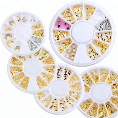 China Nail Art FREE SHIPPING Mixed Nail Art Rivet Studs Wheel Case Gold Color Design Nail Decoration 3d Metal Bulk for sale