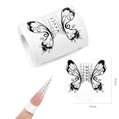 China Nail Extension 100pcs Nail Art Equipment Paper Tray Print Logo Nail Form Maker Manicure Extension Tool Self-Adhesive for sale